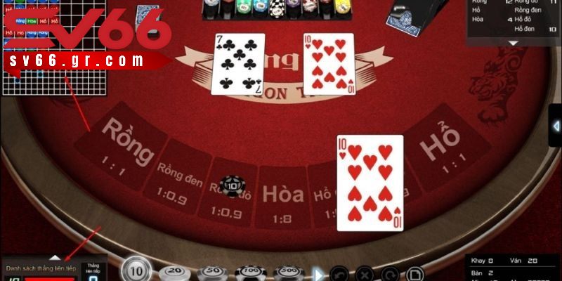 Xác định thắng thua trong game bài rồng hổ dựa trên giá trị của lá bài